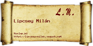 Lipcsey Milán névjegykártya