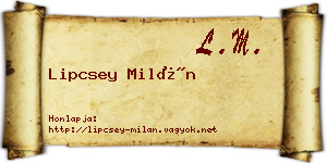Lipcsey Milán névjegykártya