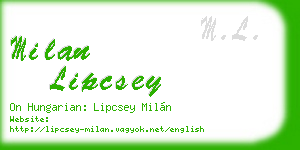 milan lipcsey business card